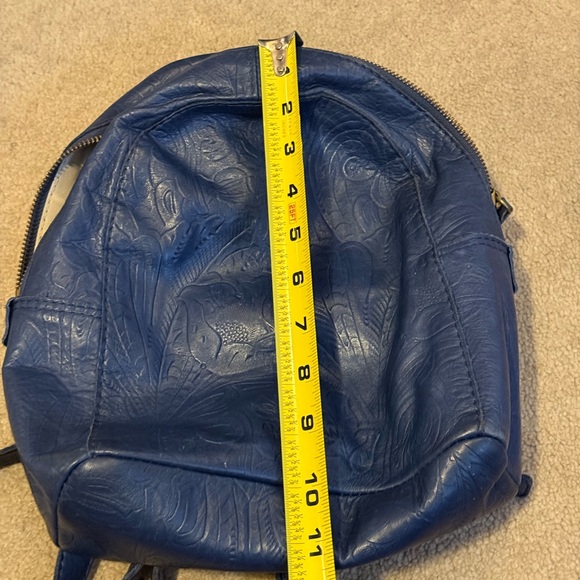 Blue Embossed Leather Backpack - Picture 5 of 6